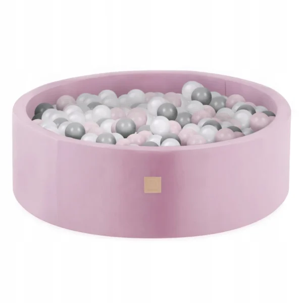 Misioo-Boules de piscine rondes, rose, coton, 90x30, 300 boules: perle rose clair, argent, perle