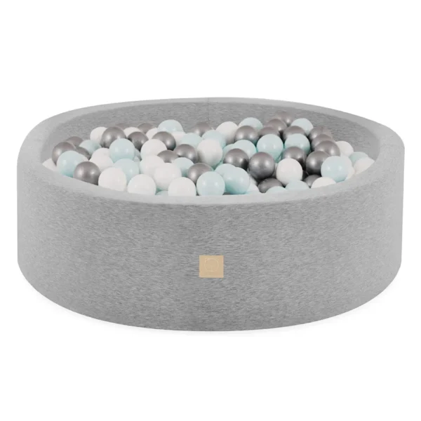 Misioo-Piscine avec boules, lanceurs, coton, gris clair, rond, menthe, argent, blanc, 90x30, 200 boules