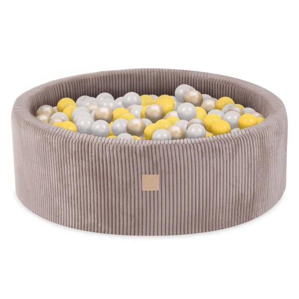 Misioo-Piscine en velours côtelé premium avec boules, beige, rond, 90x30, 200 boules: Import, jaune, or