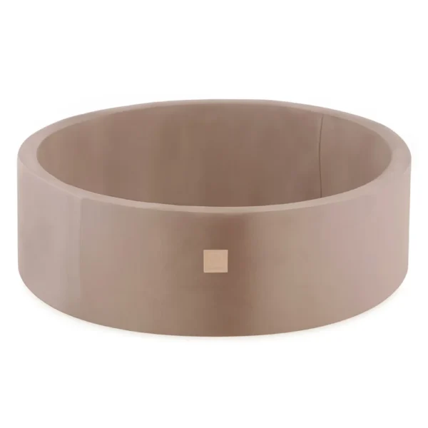 MISIOO Piscine sèche, 90x30 cm, rond, or (beige), velours, 200 boules: argent, perle – Image 2