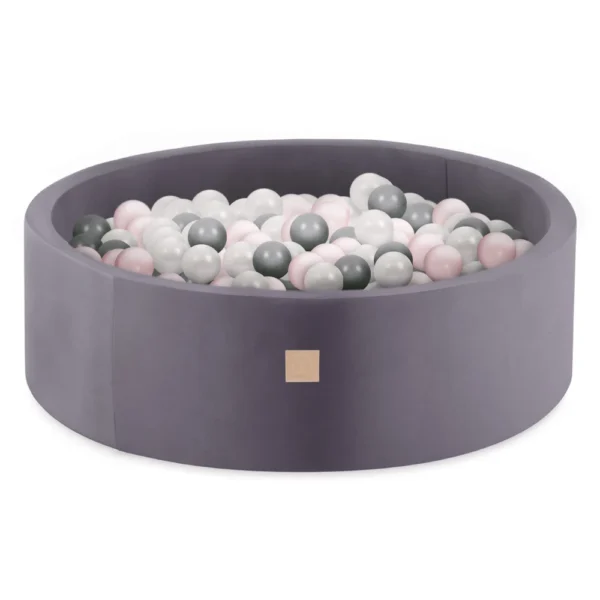 Misioo-Boules de Piscine, Gris, Rond, Velours, 90x30, 200 Boules: Rose, Argent, Perle