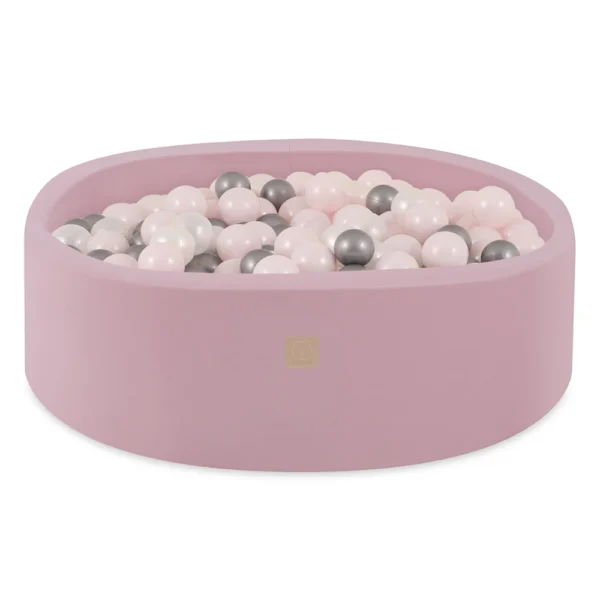 Misioo-Piscine de balles rondes, rose, coton, lanceurs, 90x30, 200 boules: perle rose clair, argent, perle