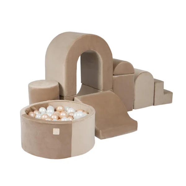 Misioo Playground Castle avec piscine, 150 balles, gold (beige), Velvet (Pearl, gold)