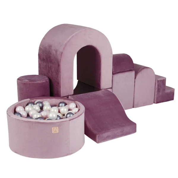 Misioo-Aire de jeux Château avec piscine, 150 balles, Lily, Velvet, Pearl, Silver, Pink Light Pearl